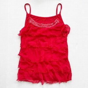 Vintage Y2K Silk Cami‎ Top Baci & Abbracci Sequin Womens S Red Made in Italy